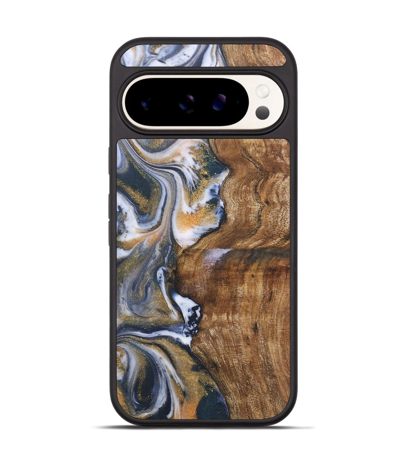 Pixel 9 Wood Phone Case - Wendi (Teal & Gold, 724213)