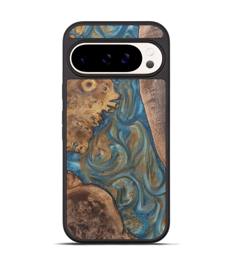 Pixel 9 Wood Phone Case - Ophelia (Teal & Gold, 724214)