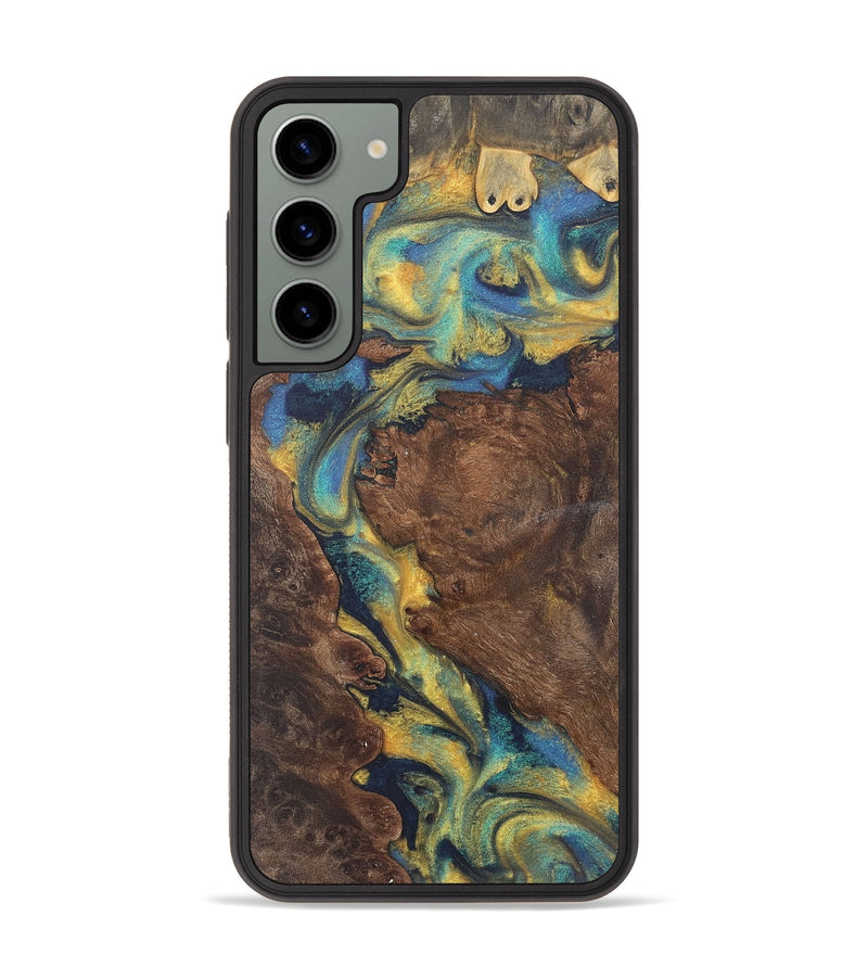 Galaxy S23 Plus Wood Phone Case - Arya (Teal & Gold, 724215)