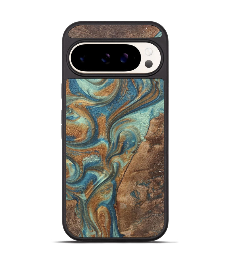 Pixel 9 Wood Phone Case - Rickie (Teal & Gold, 724216)