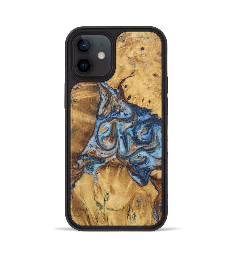 iPhone 12 Wood Phone Case - Leanne (Teal & Gold, 724217)