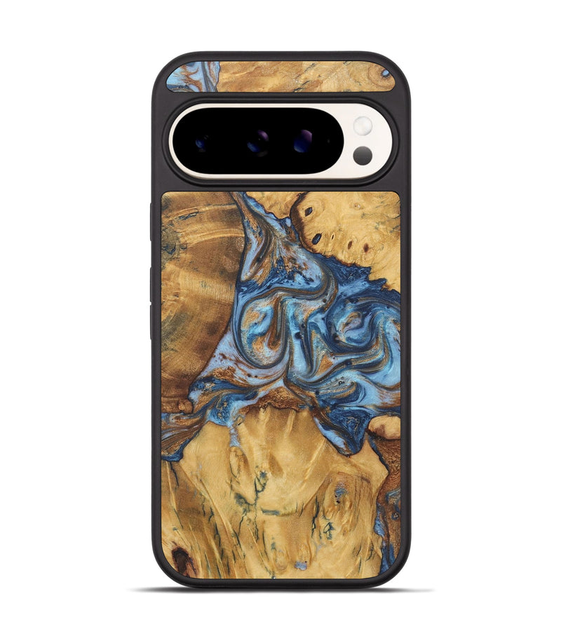 Pixel 9 Wood Phone Case - Leanne (Teal & Gold, 724217)