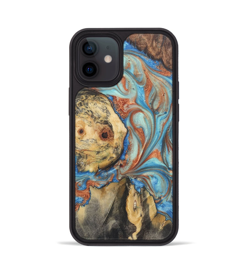 iPhone 12 Wood Phone Case - Marquis (Teal & Gold, 724218)