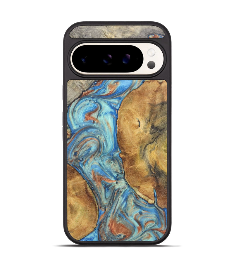 Pixel 9 Wood Phone Case - Patrice (Teal & Gold, 724223)