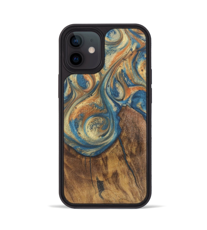 iPhone 12 Wood Phone Case - Mateo (Teal & Gold, 724224)