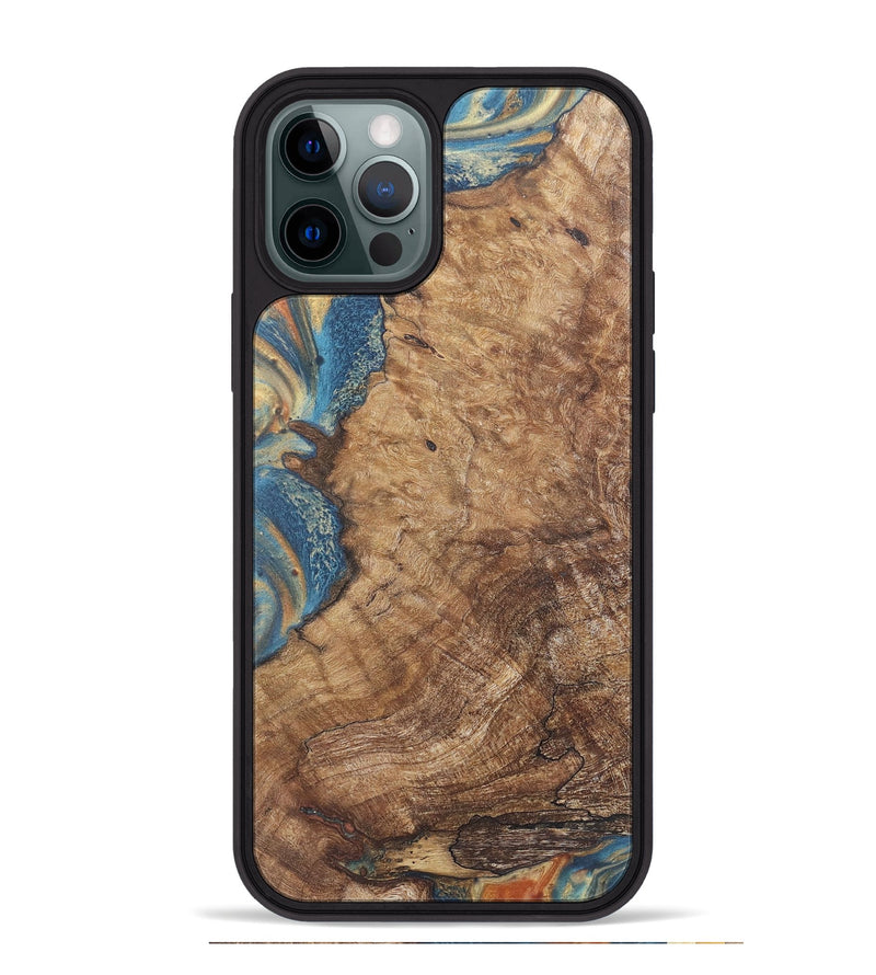 iPhone 12 Pro Max Wood Phone Case - Chester (Teal & Gold, 724225)