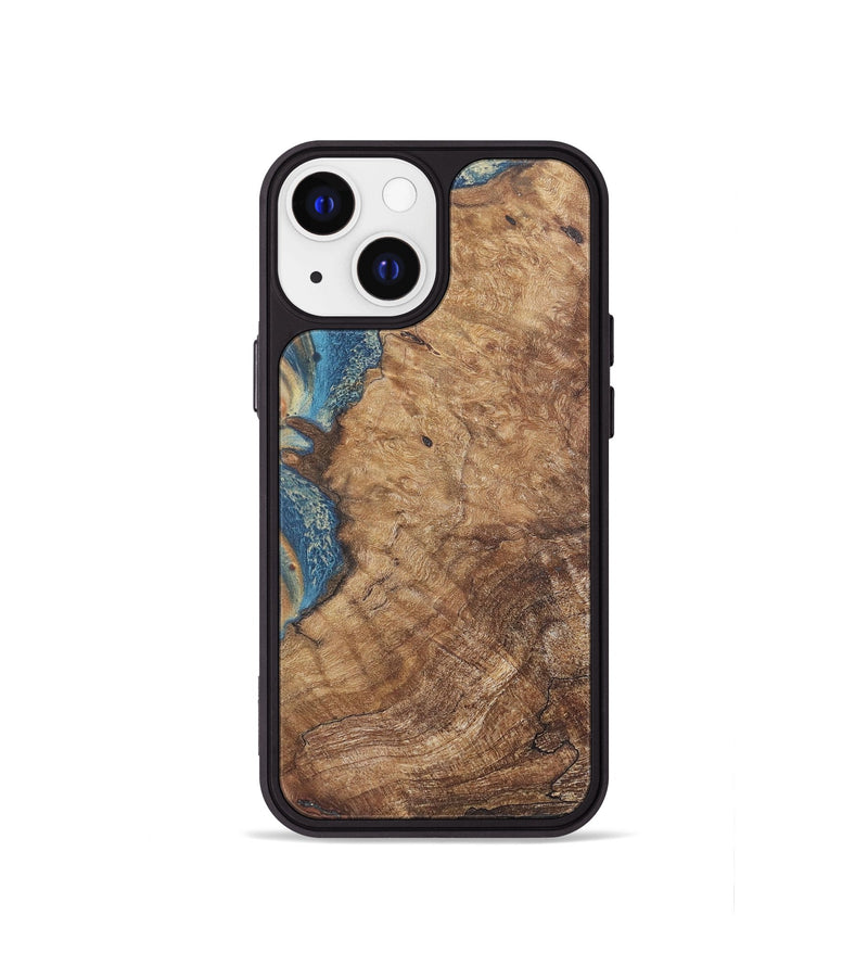 iPhone 13 mini Wood Phone Case - Chester (Teal & Gold, 724225)