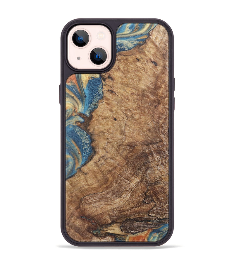 iPhone 14 Plus Wood Phone Case - Chester (Teal & Gold, 724225)