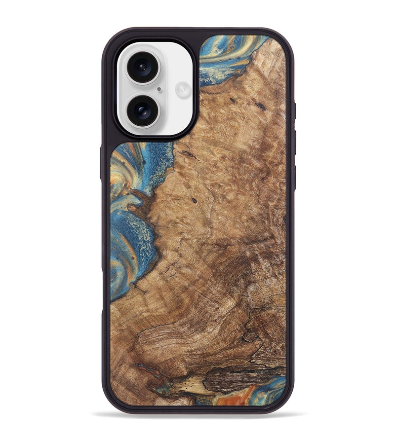 iPhone 16 Plus Wood Phone Case - Chester (Teal & Gold, 724225)