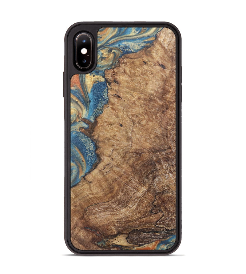 iPhone Xs Max Wood Phone Case - Chester (Teal & Gold, 724225)