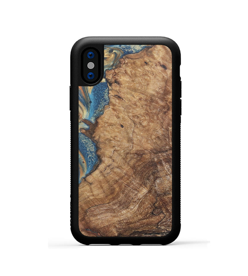 iPhone Xs Wood Phone Case - Chester (Teal & Gold, 724225)