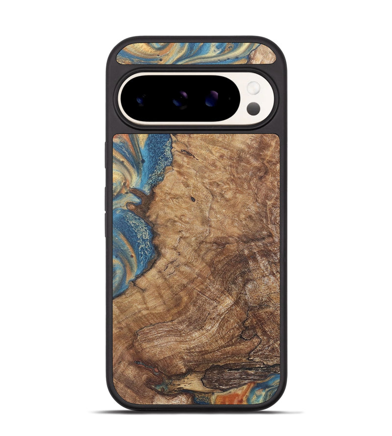 Pixel 9 Wood Phone Case - Chester (Teal & Gold, 724225)