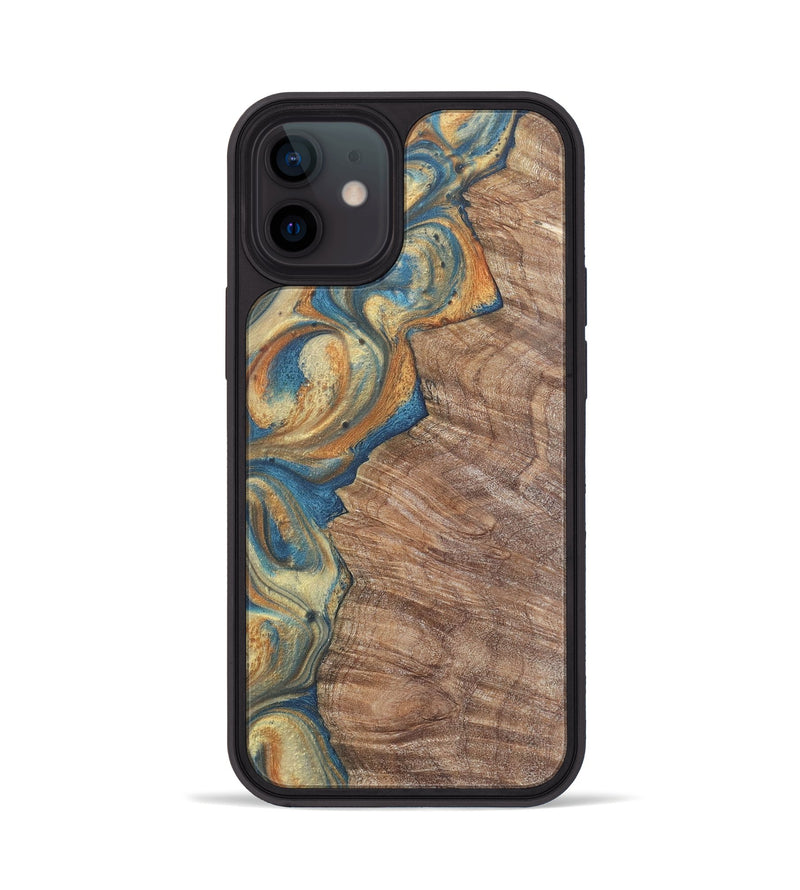 iPhone 12 Wood Phone Case - Greg (Teal & Gold, 724228)