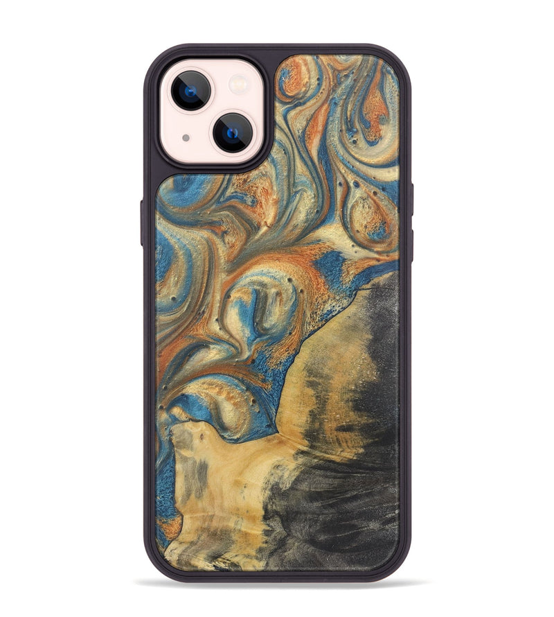 iPhone 14 Plus Wood Phone Case - Lucile (Teal & Gold, 724229)