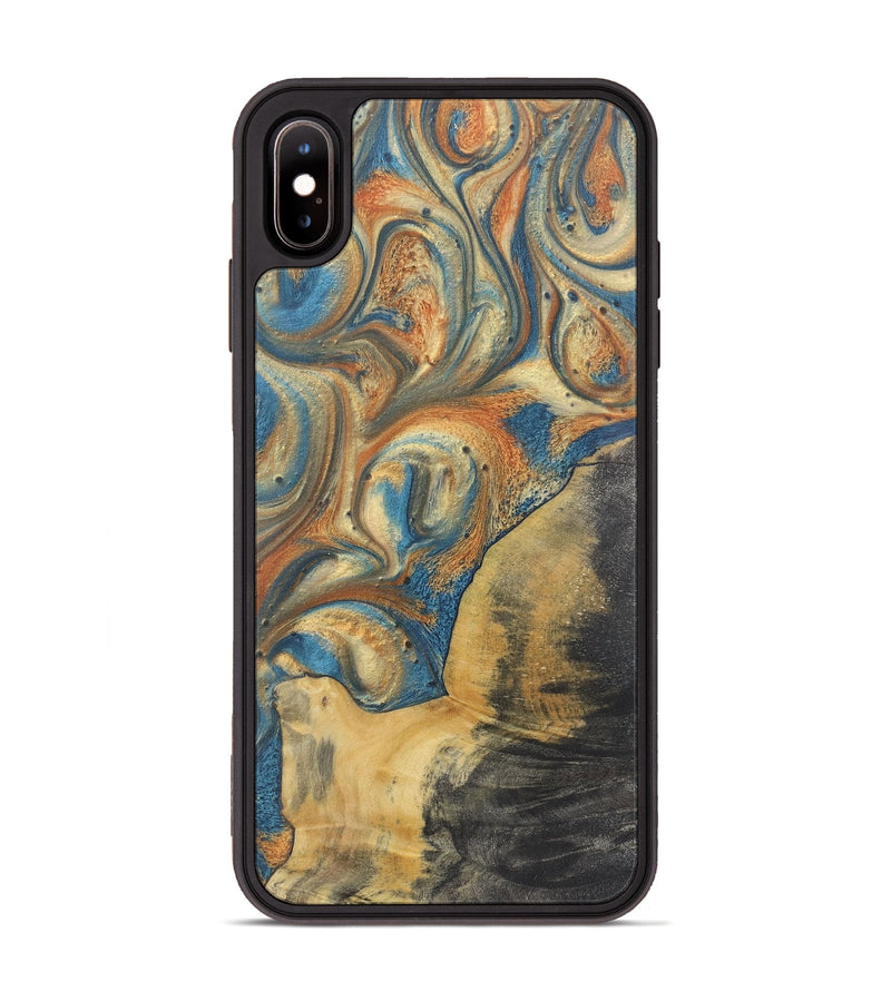 iPhone Xs Max Wood Phone Case - Lucile (Teal & Gold, 724229)