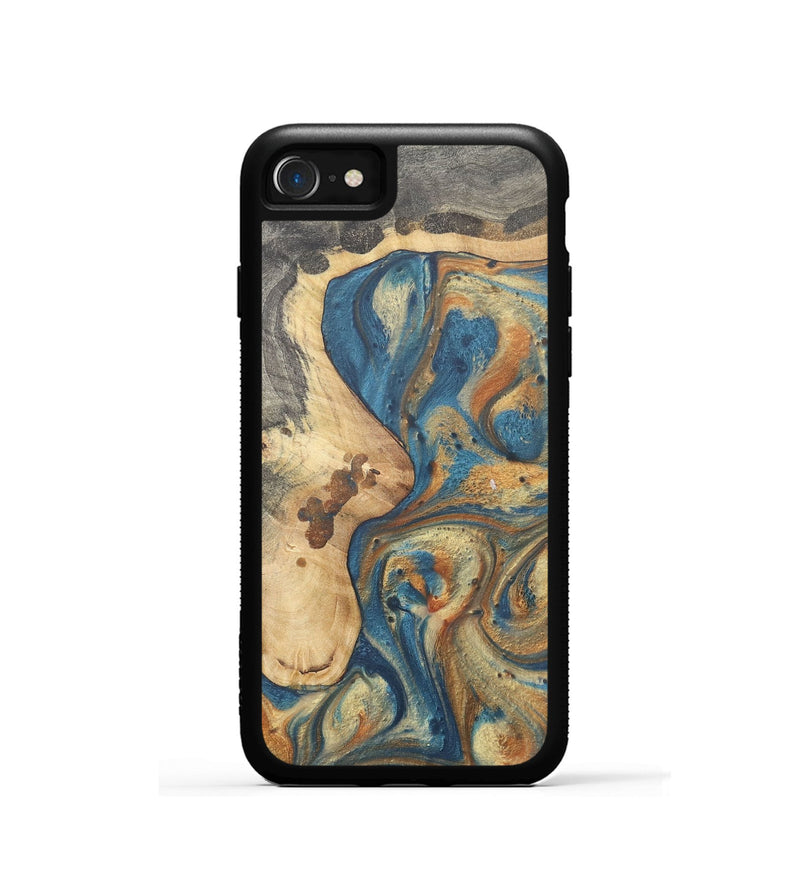 iPhone SE Wood Phone Case - Dante (Teal & Gold, 724230)