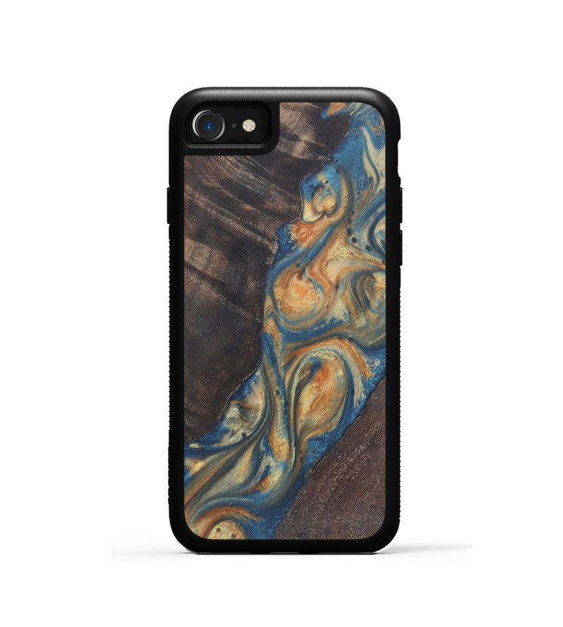 iPhone SE Wood Phone Case - Perla (Teal & Gold, 724232)