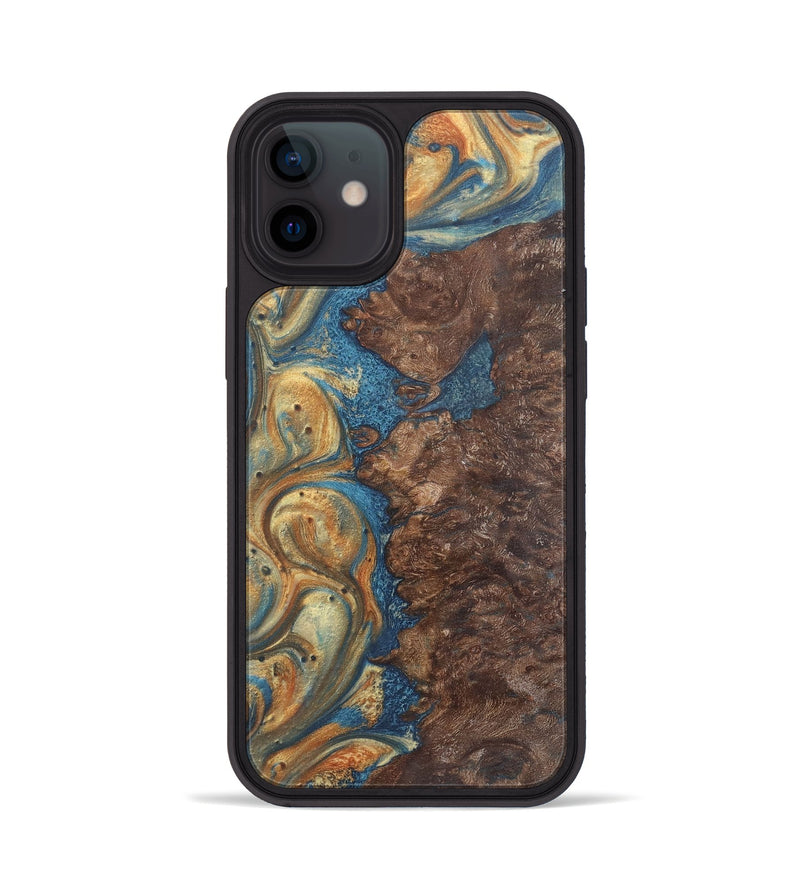 iPhone 12 Wood Phone Case - Keri (Teal & Gold, 724233)