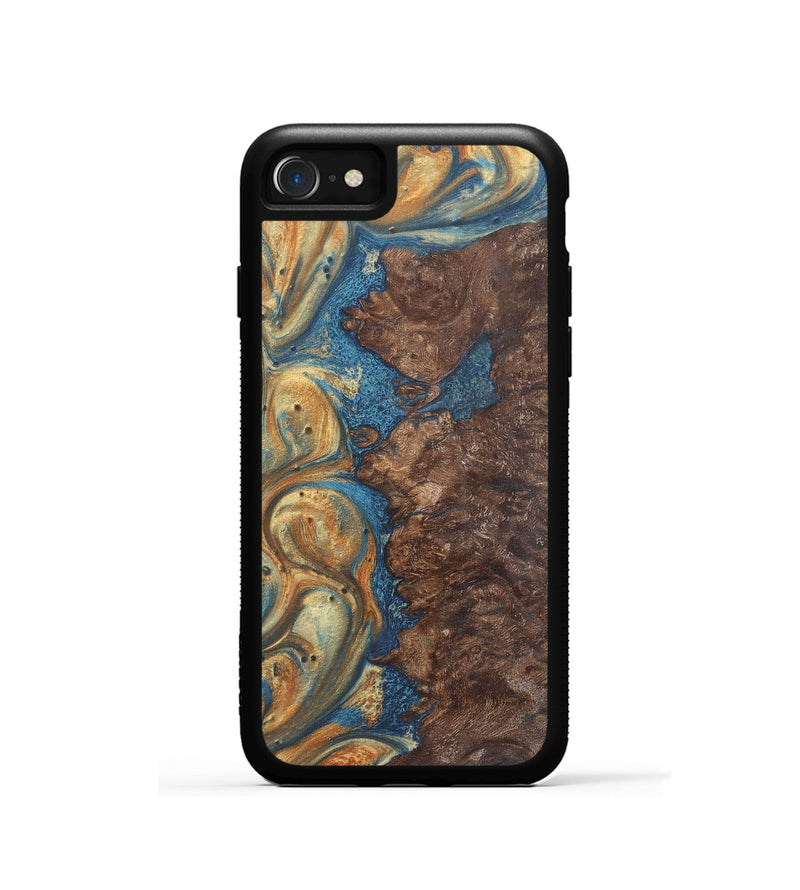 iPhone SE Wood Phone Case - Keri (Teal & Gold, 724233)