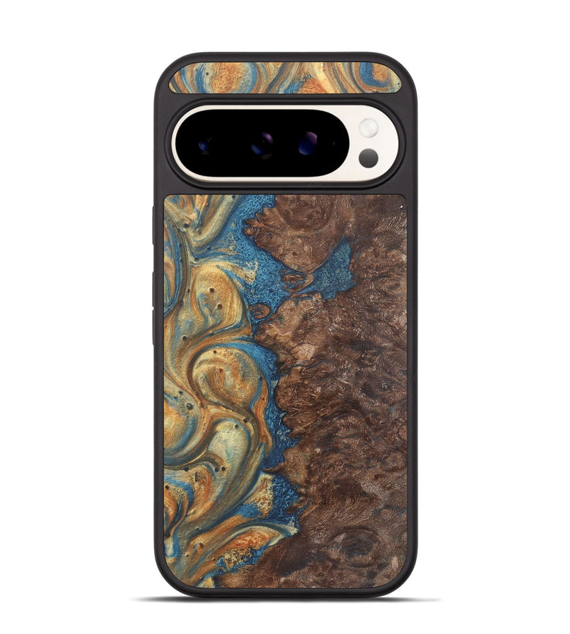 Pixel 9 Wood Phone Case - Keri (Teal & Gold, 724233)