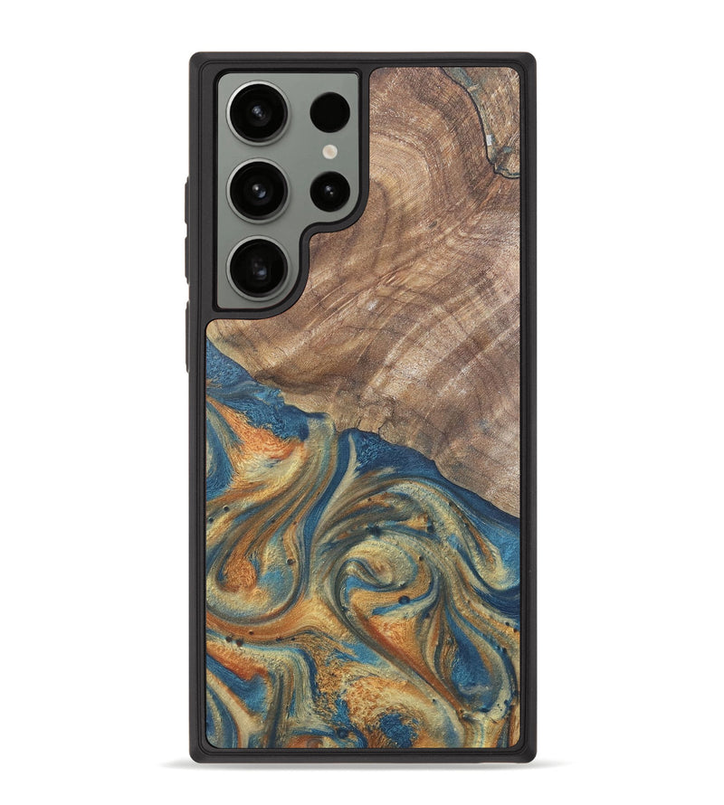 Galaxy S23 Ultra Wood Phone Case - Jimena (Teal & Gold, 724235)