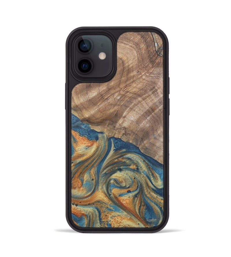 iPhone 12 Wood Phone Case - Jimena (Teal & Gold, 724235)