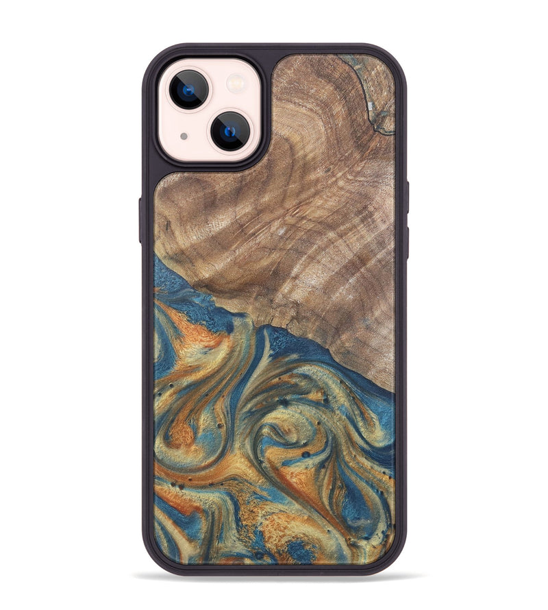 iPhone 14 Plus Wood Phone Case - Jimena (Teal & Gold, 724235)