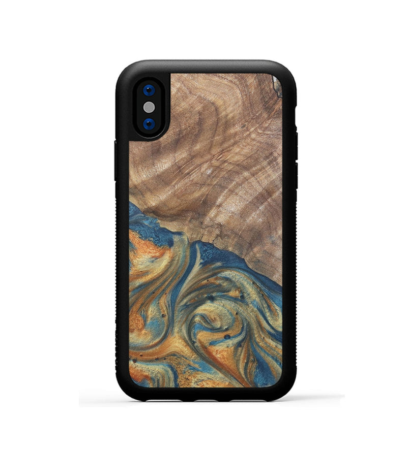 iPhone Xs Wood Phone Case - Jimena (Teal & Gold, 724235)