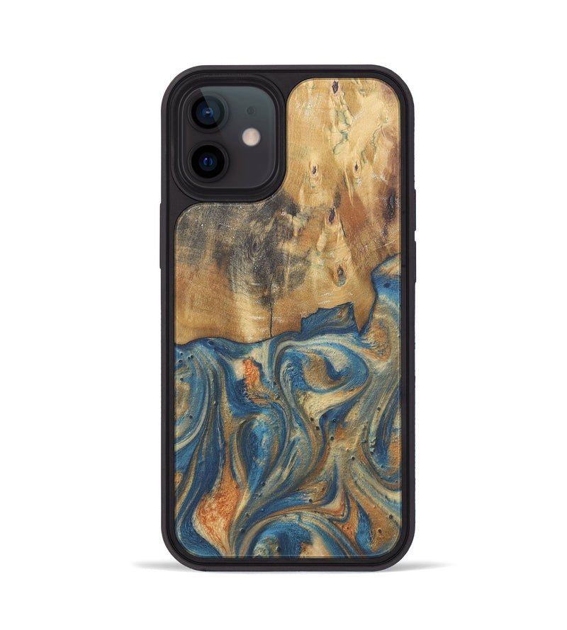 iPhone 12 Wood Phone Case - Cadence (Teal & Gold, 724236)