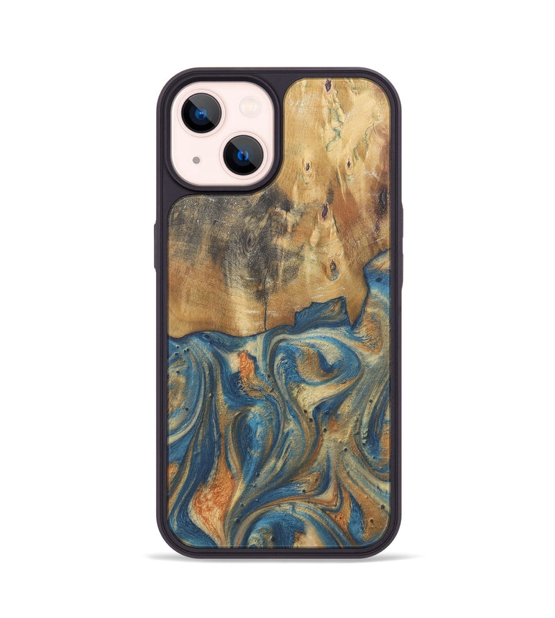 iPhone 14 Wood Phone Case - Cadence (Teal & Gold, 724236)