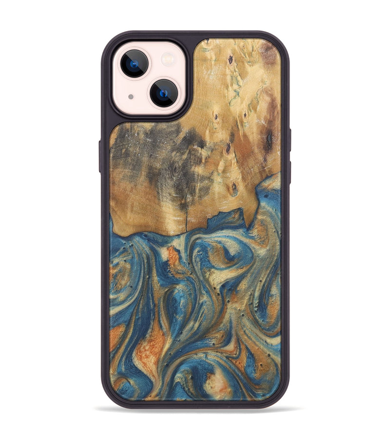 iPhone 14 Plus Wood Phone Case - Cadence (Teal & Gold, 724236)