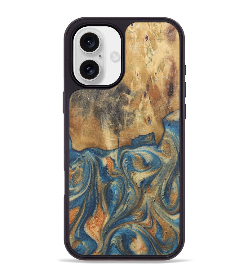 iPhone 16 Plus Wood Phone Case - Cadence (Teal & Gold, 724236)