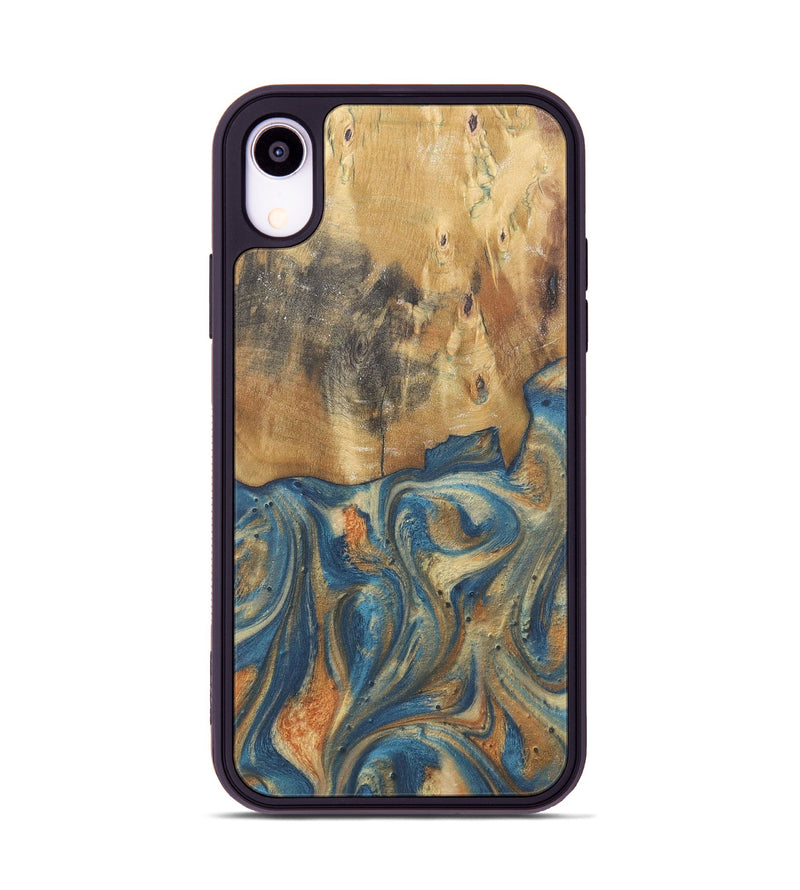 iPhone Xr Wood Phone Case - Cadence (Teal & Gold, 724236)