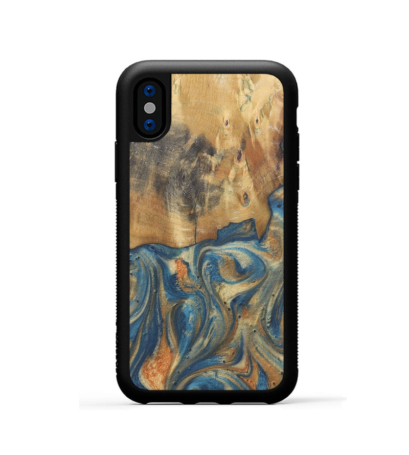 iPhone Xs Wood Phone Case - Cadence (Teal & Gold, 724236)