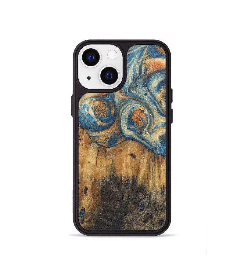 iPhone 13 mini Wood Phone Case - Lola (Teal & Gold, 724237)