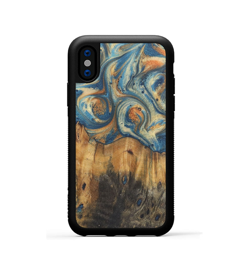 iPhone Xs Wood Phone Case - Lola (Teal & Gold, 724237)