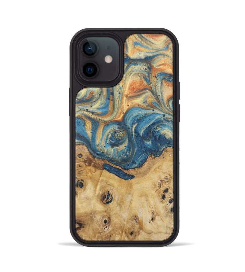 iPhone 12 Wood Phone Case - Shaun (Teal & Gold, 724240)