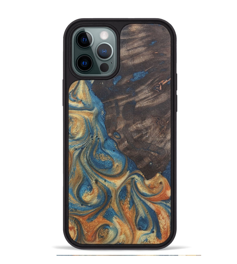 iPhone 12 Pro Max Wood Phone Case - Giuliana (Teal & Gold, 724241)