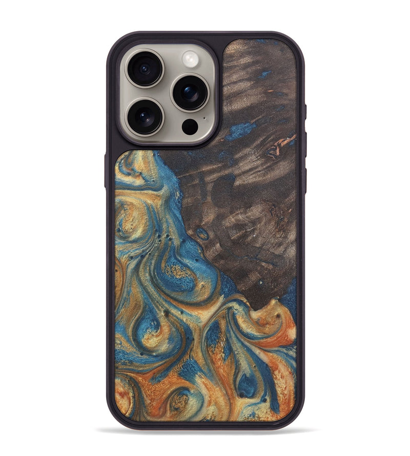 iPhone 15 Pro Max Wood Phone Case - Giuliana (Teal & Gold, 724241)