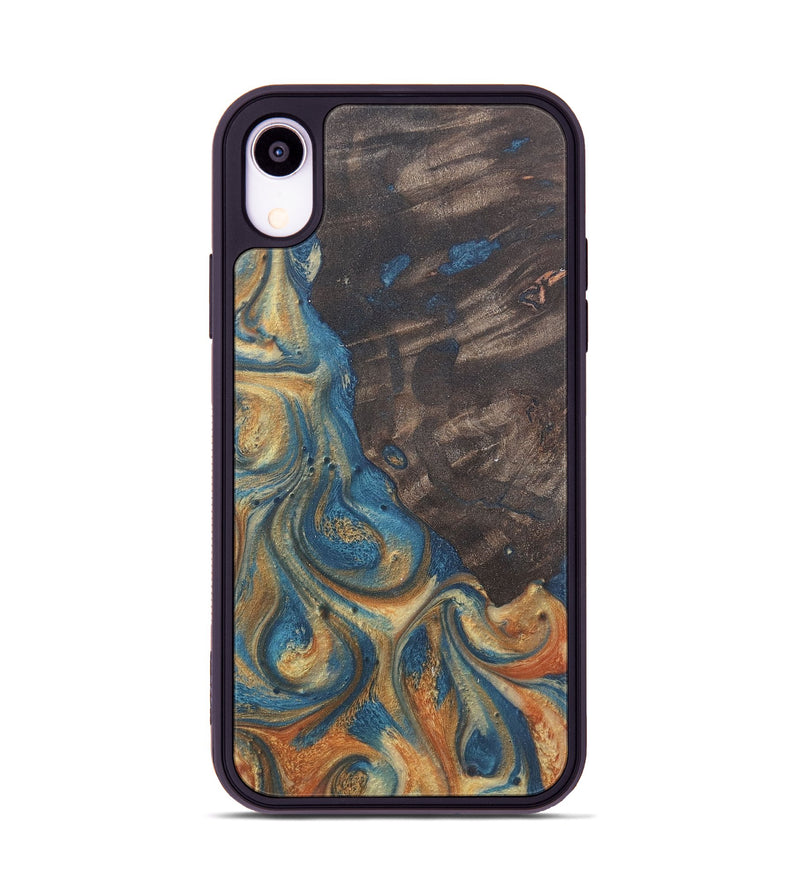 iPhone Xr Wood Phone Case - Giuliana (Teal & Gold, 724241)