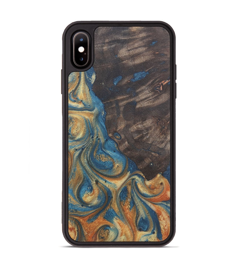 iPhone Xs Max Wood Phone Case - Giuliana (Teal & Gold, 724241)