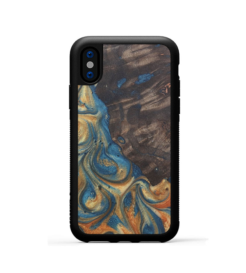 iPhone Xs Wood Phone Case - Giuliana (Teal & Gold, 724241)