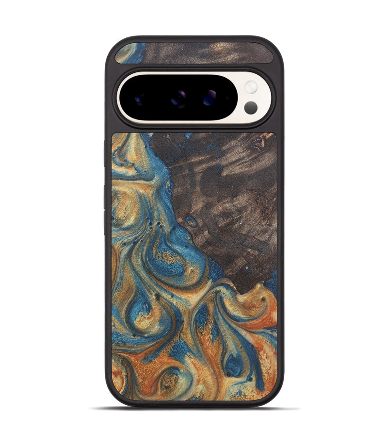 Pixel 9 Wood Phone Case - Giuliana (Teal & Gold, 724241)