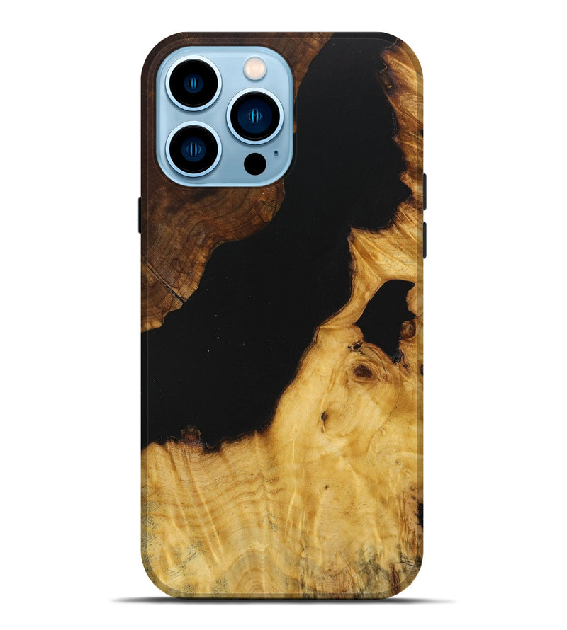 iPhone 14 Pro Max Wood Live Edge Phone Case - Tamara (Pure Black, 724254)