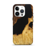 iPhone 15 Pro Wood Live Edge Phone Case - Tamara (Pure Black, 724254)