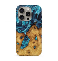 iPhone 16 Pro Wood Live Edge Phone Case - Peyton (Blue, 724255)