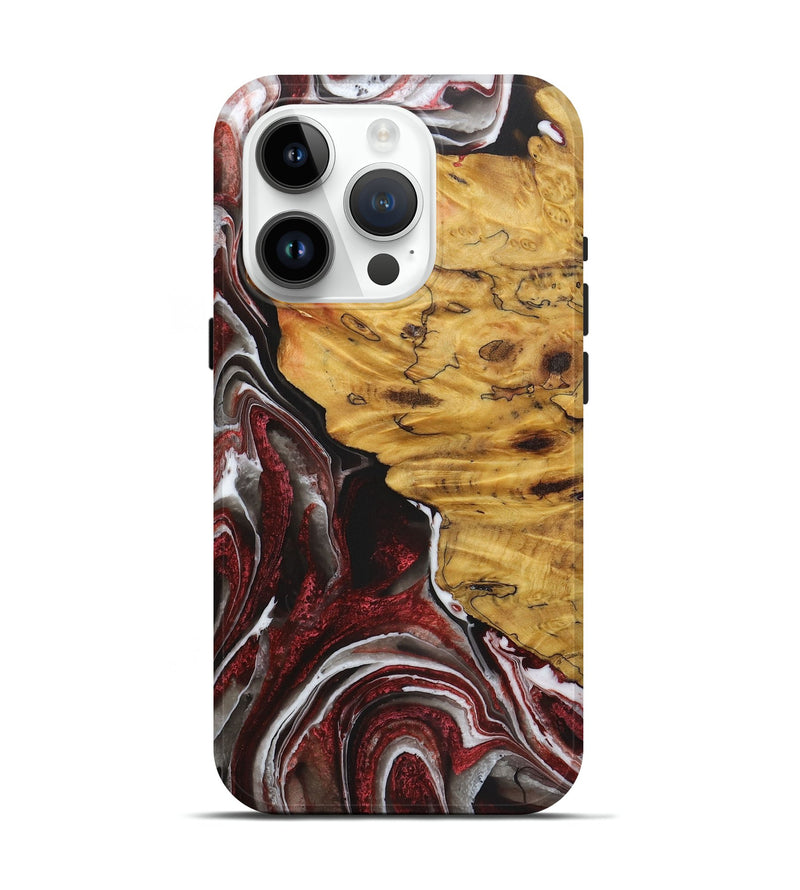 iPhone 15 Pro Wood Live Edge Phone Case - Aaliyah (Red, 724258)