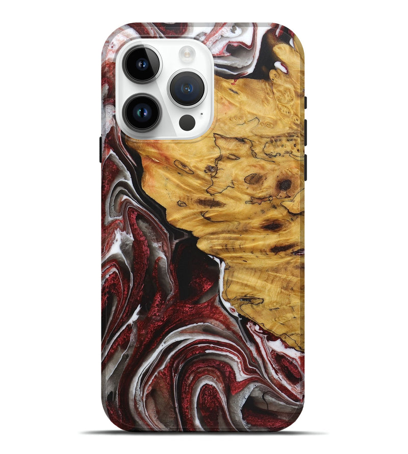 iPhone 15 Pro Max Wood Live Edge Phone Case - Aaliyah (Red, 724258)