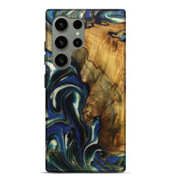 Galaxy S24 Ultra Wood Live Edge Phone Case - Lainey (Teal & Gold, 724261)