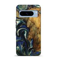 Pixel 8 Pro Wood Live Edge Phone Case - Lainey (Teal & Gold, 724261)